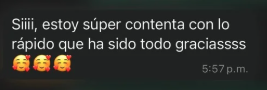 Mensaje real de creadora satisfecha con Elite Agencia